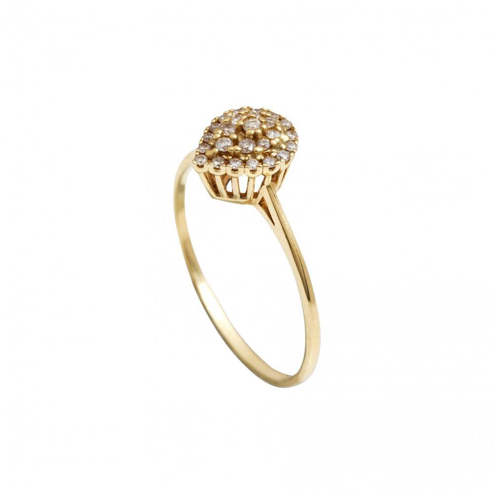 Anel em ouro amarelo gota com brilhantes 0.15ct