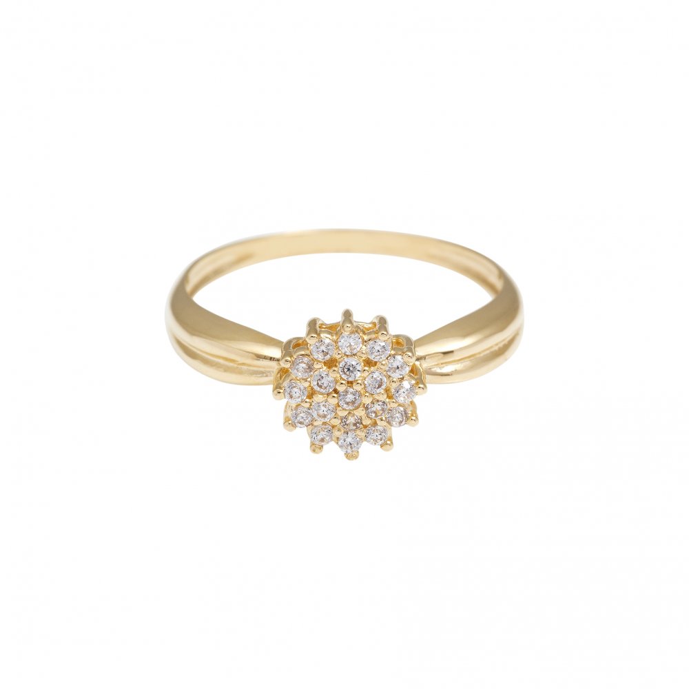 Anel em ouro amarelo e zirconias