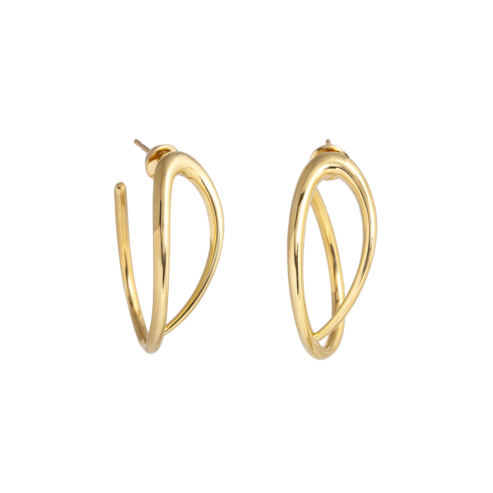 Brinco em ouro amarelo argola detalhe vazado