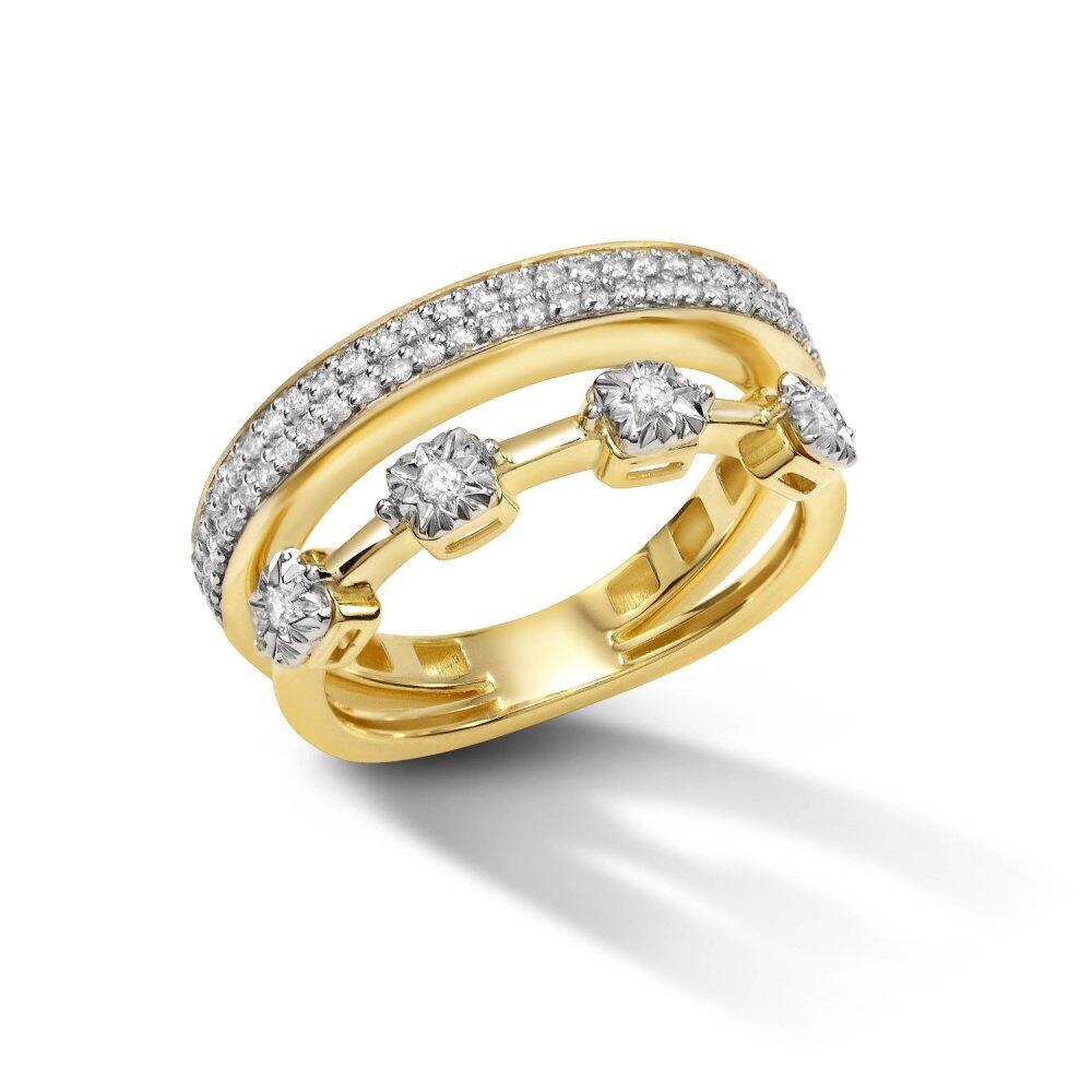 ANEL EM OURO AMARELO COM BRILHANTES 0,35 CTS ARO17