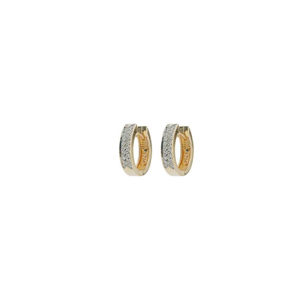 BRINCO EM OURO AMARELO ARGOLA COM BRILHANTES 0,16 CTS