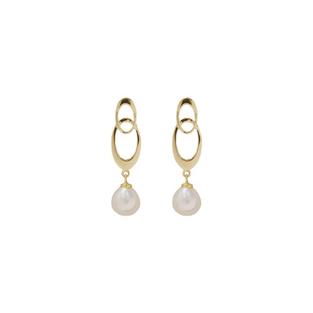 Brinco em ouro amarelo com perola biwa