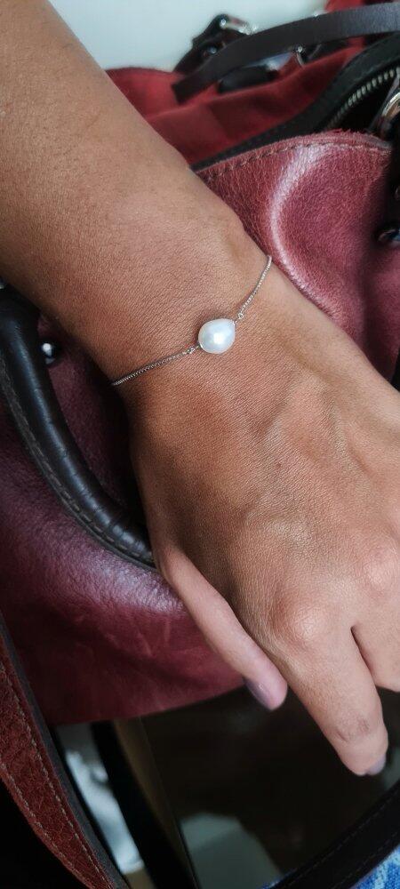 PULSEIRA EM PRATA COM BANHO DE RODIO E PEROLA BARROCA