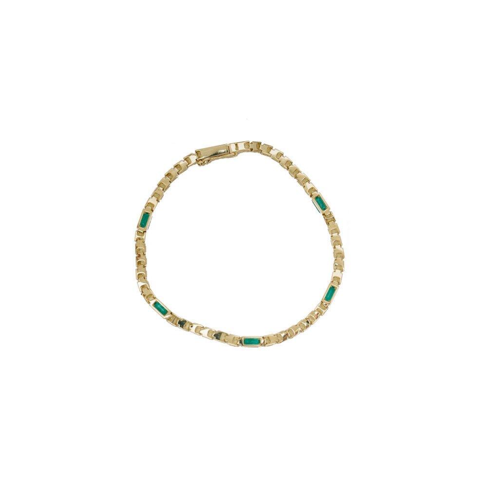 PULSEIRA OURO AMARELO COM ESMERALDAS